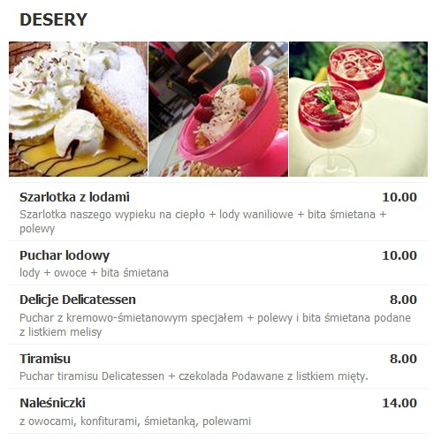 projekt menu dla restauracji